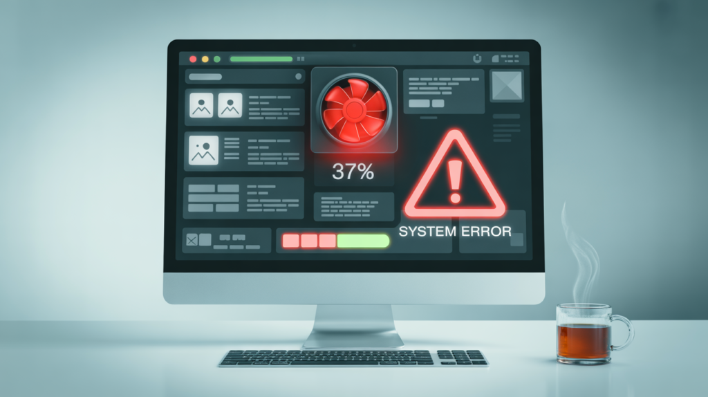 Common signs of malware infection on a computer: slow performance, pop-ups, warnings.
